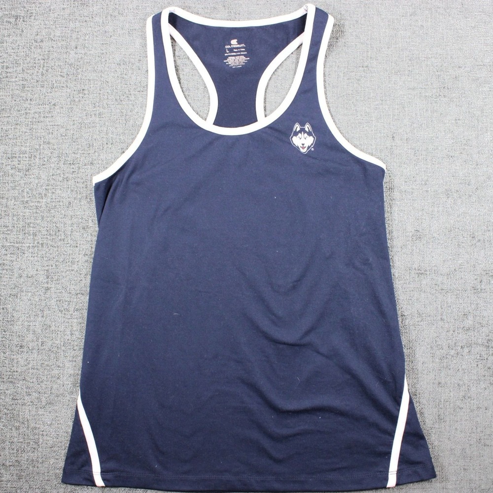 Colosseum UConn Huskies Tank Top Womens Large Navy Blue Racerback Athletic Logo